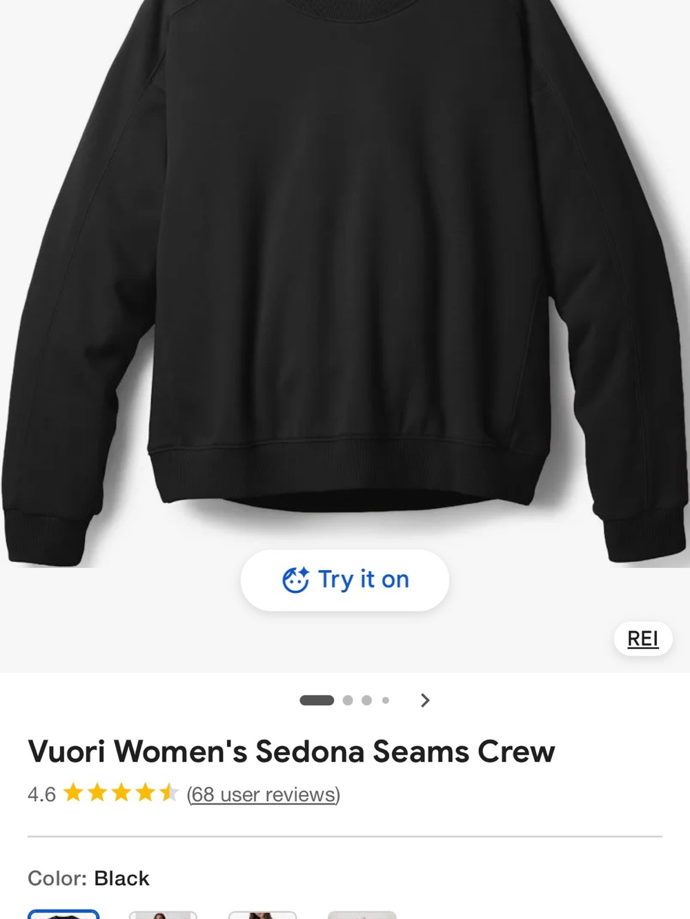 Vuori Black Sedona Seams Crew Sweatshirt